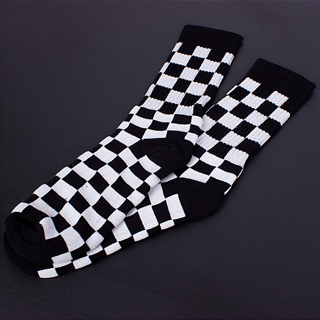 Meia Cano Longo Quadriculada - Preta e Branca