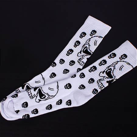 Meia Cano Longo Caveiras - Branca