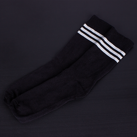 Meia Cano Longo Listras - Preta