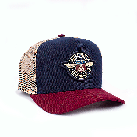 Boné Trucker Motorcycle Co - Vinho e Marinho