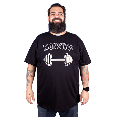 Camiseta Plus Size Monstro Preta.
