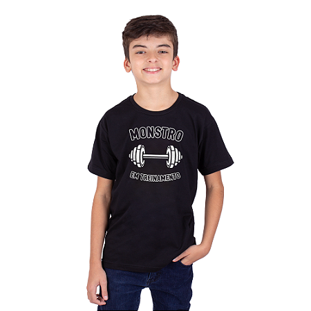 Camiseta Juvenil Monstro em Treinamento Preta