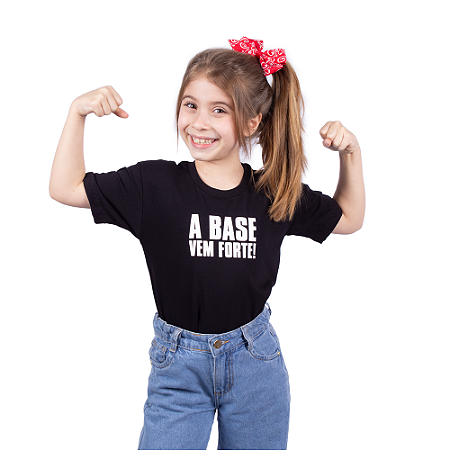 Camiseta Infantil A Base Vem Forte Preta