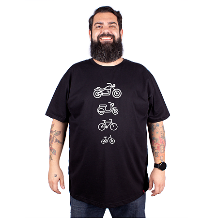Camiseta Plus Size Moto Evolução Custom Preta.