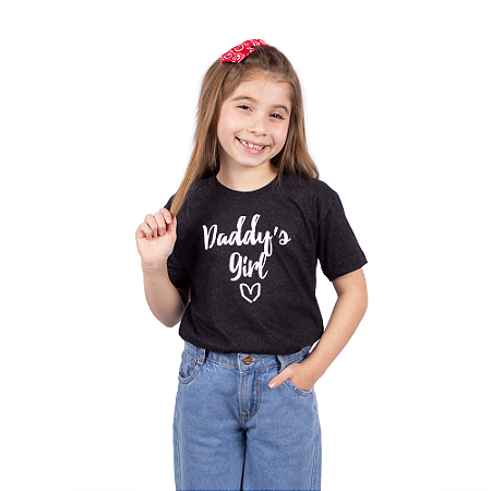 Camiseta Infantil Filhinha do Papai Preta Jaguar