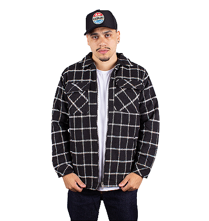 Blusão Masculino Xadrez Sem Capuz - Preto