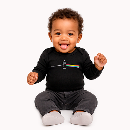 Body Bebê Manga Longa Baby Side Preto