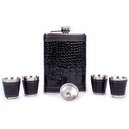 Pack Cantil 6 Peças - Aço Inoxidável e Couro