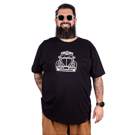 Camiseta Plus Size Fusca Surf - Preta.