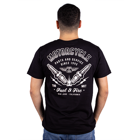 Camiseta Motorcycle Parts and Service - Preta.