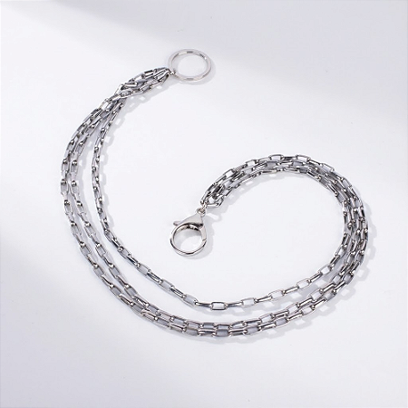 Chaveiro de Corrente Tripla Argolas Cromado