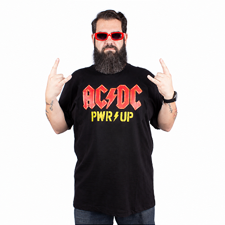 Camiseta Plus Size ACDC PWR Preta - Oficial