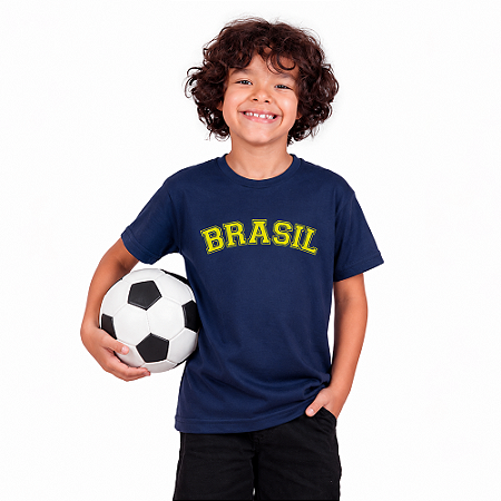 Camiseta Infantil Brasil Clássico - Marinho