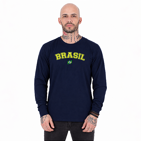 Camiseta Manga Longa Brasil Clássico - Marinho