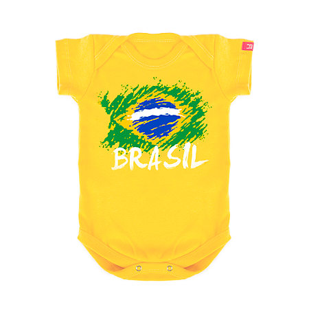 Body Bebê Brasil Bandeira 2026 - Amarelo