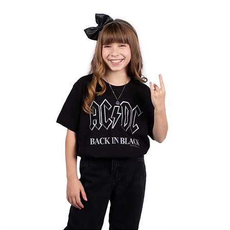 Camiseta Teen ACDC Back in Black Preta - Oficial