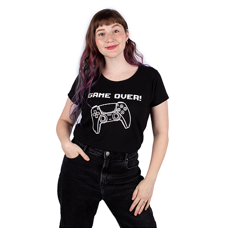 Camiseta Feminina Player Game Over - Preta