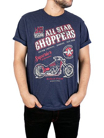 Camiseta Moto All Star Choppers Marinho Indigo.