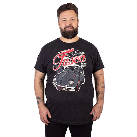 Camiseta Plus Size Fusca Rat Preto Jaguar.