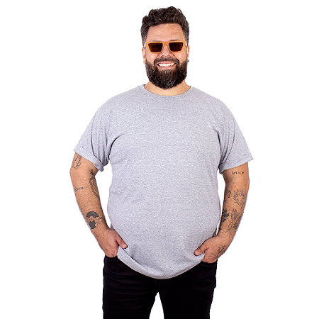 Camiseta Plus Size Premium Cinza Mescla.