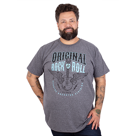 Camiseta Plus Size Genuine Rock Grafite.