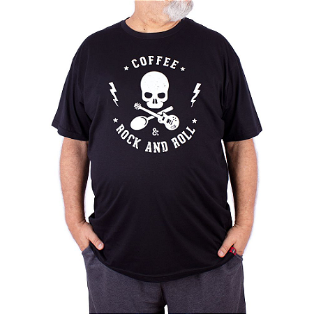 Camiseta Plus size Rock Coffee Preta.