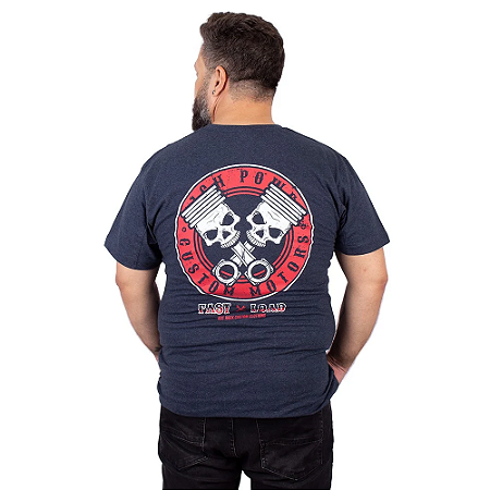 Camiseta Plus Size Caveira Piston Skull.