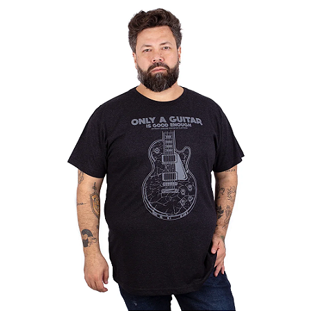 Camiseta Plus Size Guitarra Only Preta Jaguar.