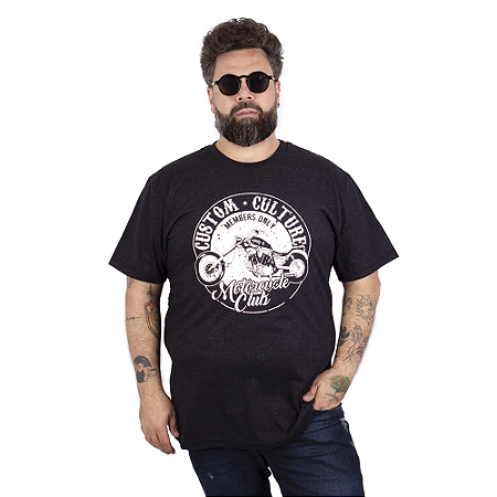 Camiseta Plus Size Moto Members Preta Jaguar.