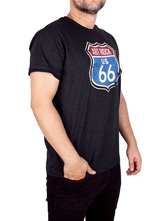 Camiseta ArtRock Route 66 Preta Jaguar.