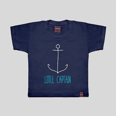 Camiseta Infantil Pequeno Capitão Azul Marinho.