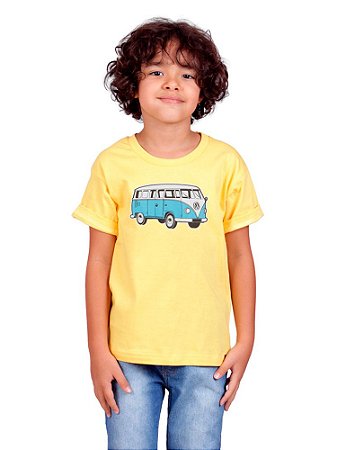 Camiseta infantil amarela Cachorro Robô - O Gato Leleco | Roupa infantil