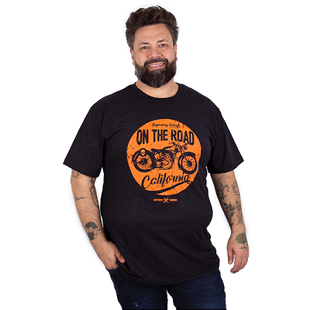 Camiseta Plus Size Moto The Road Preta Jaguar.