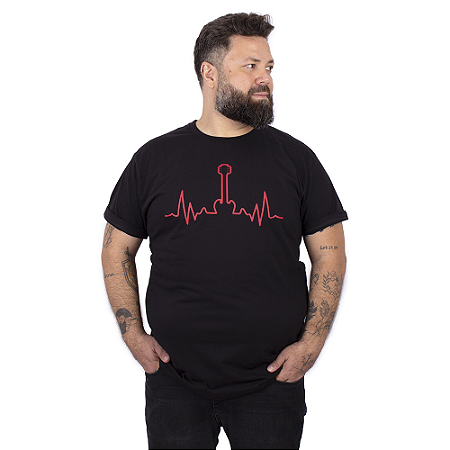 Camiseta Plus Size Guitarra Batidas Preta.
