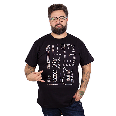Camiseta Plus Size Guitarra Deconstruction Preta.