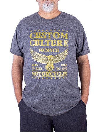 Camiseta Plus Size Moto Custom Culture Grafite.