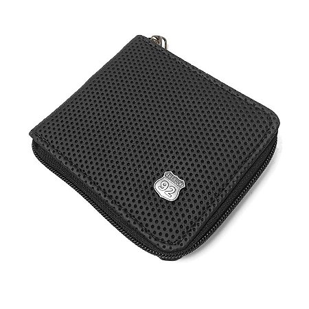 Carteira Zíper Metal Textura Preta