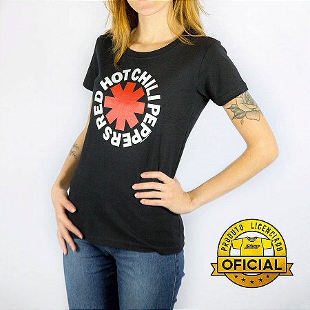 Camiseta Feminina Red Hot Chili Peppers Preta Oficial