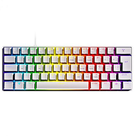 Teclado Gamer Mecânico PCYes ZOT 60% Branco, RGB, Switch Brown, ABTN2