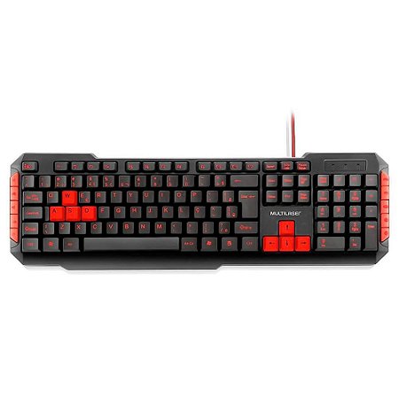 Teclado Gamer Multilaser Preto/Vermelho, TC160, ABNT2