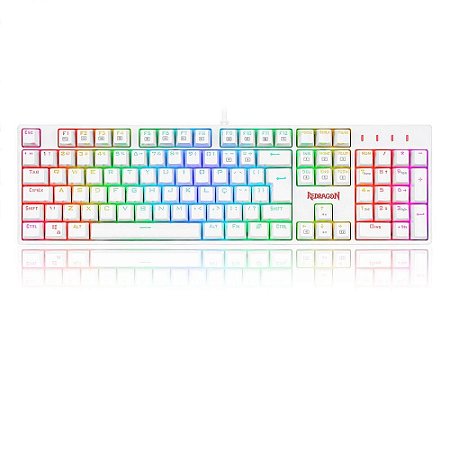 Teclado Gamer Mecânico Redragon Surara Pro Branco, Switch Optical Red, RGB, ABNT2