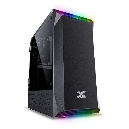 Gabinete Gamer Vinik  Borealis, Com Janela Acrilica Com Dobradica, Preto, Frontal Com Fita Led Rgb