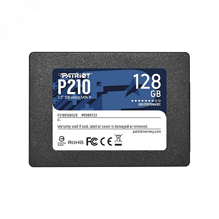 SSD Patriot P210 128GB, SATA, Leitura 500MB/s, Gravação 400MB/s