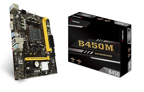 Placa Mãe Biostar B450MH, Chipset B450, AMD AM4, mATX, DDR4