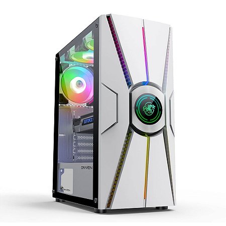 Gabinete Draxen Wahid, Mid Tower, Lateral de Vidro, Fita ARGB, Branco