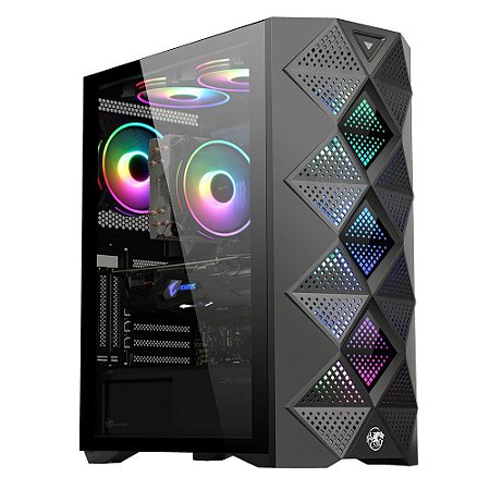 Gabinete Draxen Ithnan, Mid Tower, Lateral de Vidro, Fita ARGB, Preto