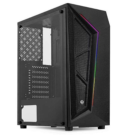 Gabinete Gamer Carbon C/ 3 Fans s/led, RGB, Mid-Tower, Lateral de Vidro