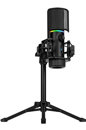 Microfone Gamer Streamplify Mic Tripod Com Tripé Ajustável Preto RGB, USB