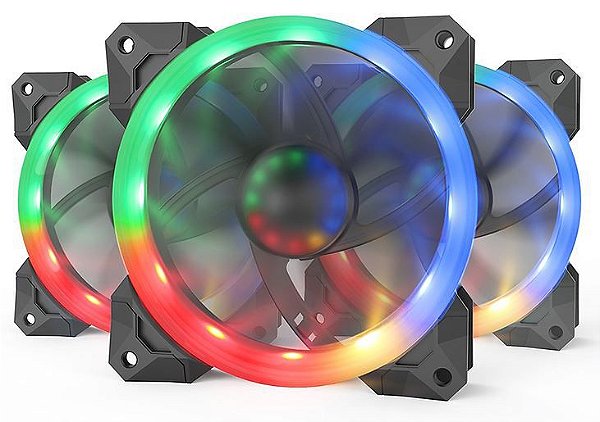 Kit Cooler Redragon GC-F008, 3 unidades, RGB, 120mm