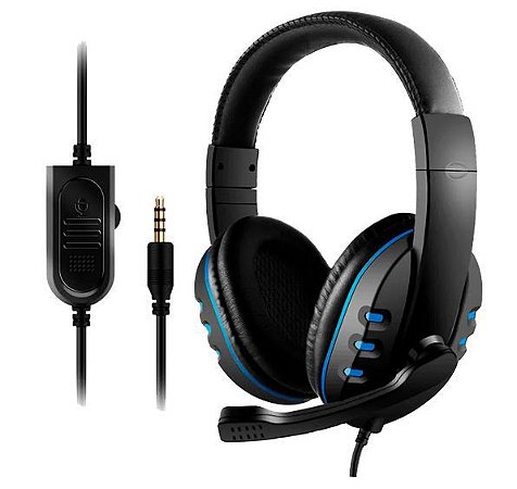 Headset Gamer Lehmox Preto/Azul LEF-1020